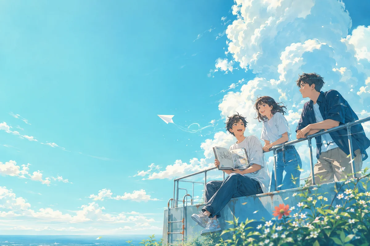 东云校园晴空主题插画